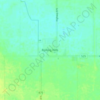 Mapa topográfico Rolling Hills, altitud, relieve