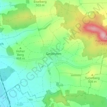 Mapa topográfico Geilsheim, altitud, relieve