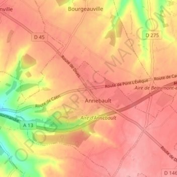 Mapa topográfico Les Quatre Routes, altitud, relieve