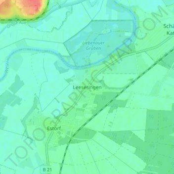 Mapa topográfico Leeseringen, altitud, relieve