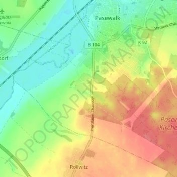 Mapa topográfico Ruhleben, altitud, relieve