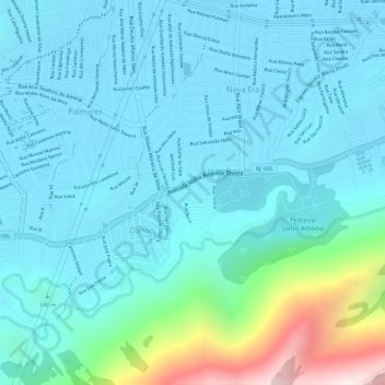 Mapa topográfico Serra do Mendanha, altitud, relieve