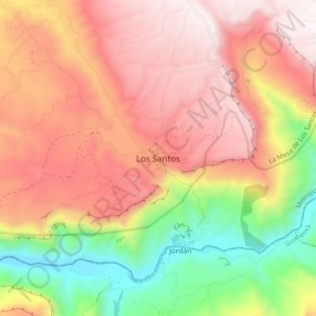 Mapa topográfico Los Santos, altitud, relieve