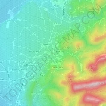 Mapa topográfico Charençon, altitud, relieve