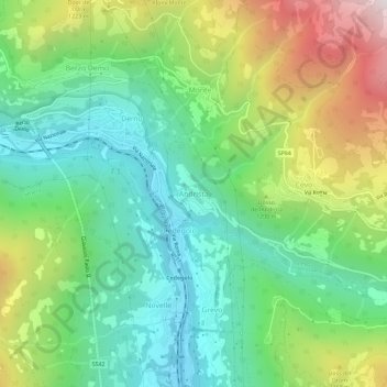 Mapa topográfico Andrista, altitud, relieve