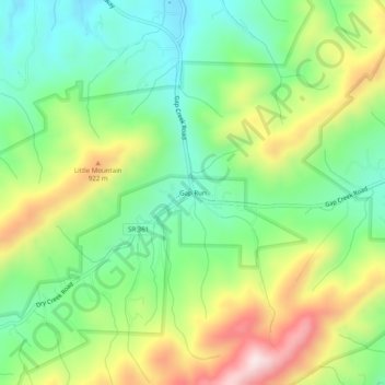 Mapa topográfico Gap Run, altitud, relieve