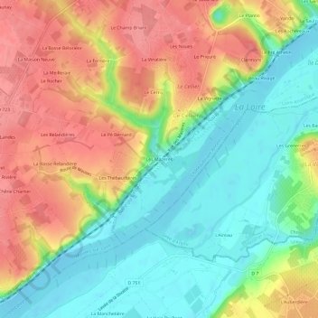Mapa topográfico Les Mazères, altitud, relieve