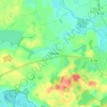 Mapa topográfico Thurow, altitud, relieve