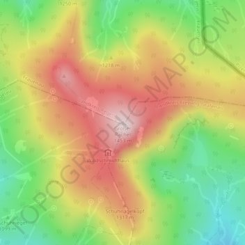 Mapa topográfico Großer Rachel, altitud, relieve