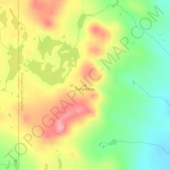 Mapa topográfico Long Ridge, altitud, relieve