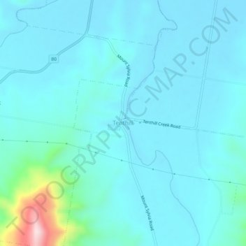 Mapa topográfico Tenthill, altitud, relieve