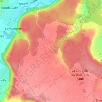 Mapa topográfico Verdun, altitud, relieve