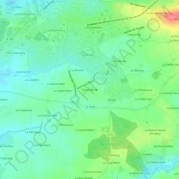Mapa topográfico Sainte-Marie, altitud, relieve
