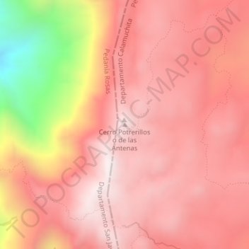 Mapa topográfico Cerro Potrerillos o de las Antenas, altitud, relieve