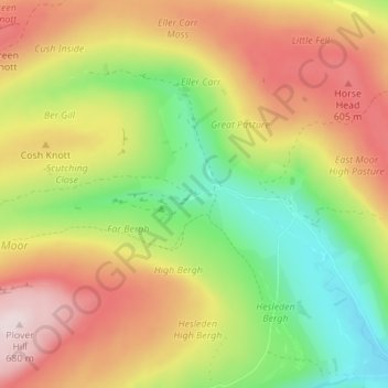 Mapa topográfico Foxup, altitud, relieve