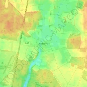 Mapa topográfico Ridders, altitud, relieve
