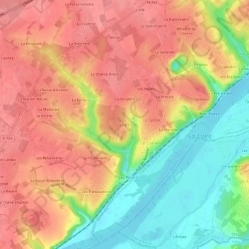 Mapa topográfico Le Cerny, altitud, relieve