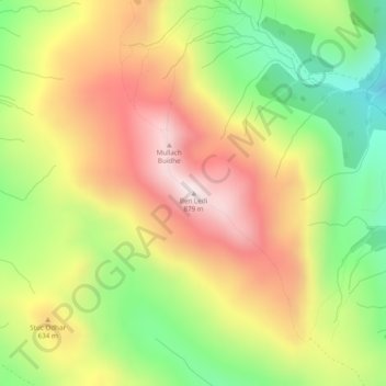 Mapa topográfico Ben Ledi, altitud, relieve