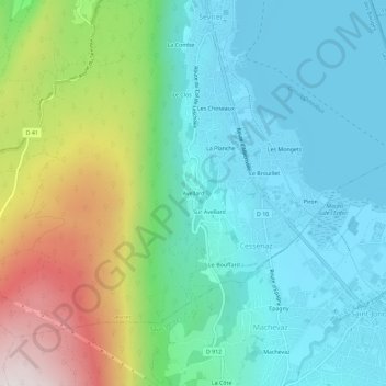 Mapa topográfico Avellard, altitud, relieve