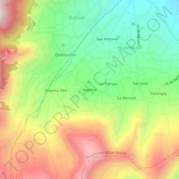 Mapa topográfico Segovia, altitud, relieve