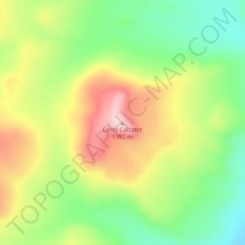 Mapa topográfico Cerro Calcatre, altitud, relieve