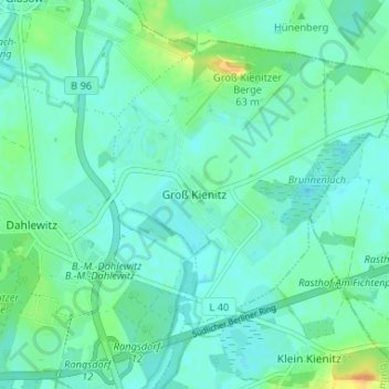 Mapa topográfico Groß Kienitz, altitud, relieve