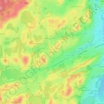 Mapa topográfico Klausmen, altitud, relieve