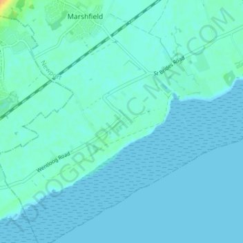 Mapa topográfico Peterstone Wentlooge, altitud, relieve