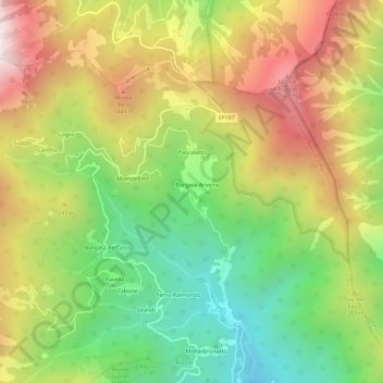 Mapa topográfico Acquarossa, altitud, relieve