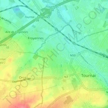 Mapa topográfico Carbonnelle, altitud, relieve