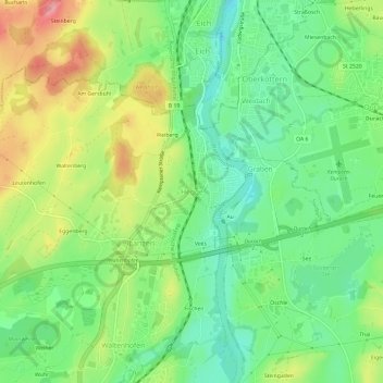 Mapa topográfico Hegge, altitud, relieve