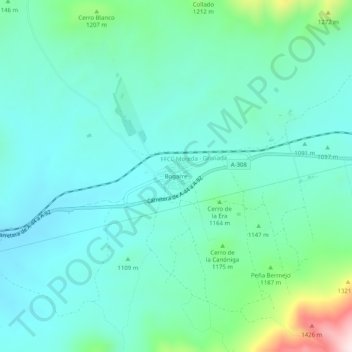 Mapa topográfico Bogarre, altitud, relieve