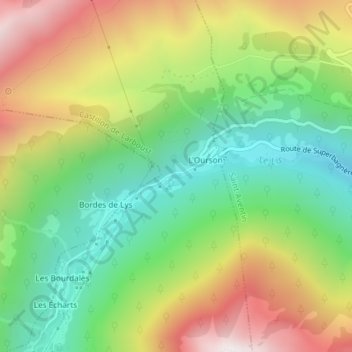 Mapa topográfico Vallée du Lys, altitud, relieve
