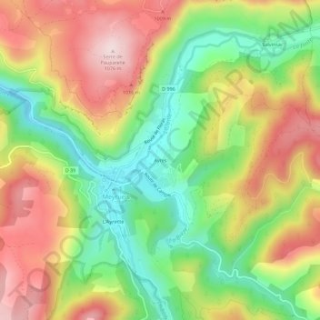 Mapa topográfico Ayres, altitud, relieve
