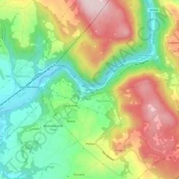 Mapa topográfico Stifone, altitud, relieve
