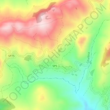 Mapa topográfico Gibellina Vecchia, altitud, relieve