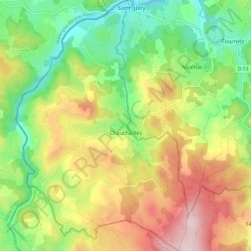 Mapa topográfico Chauchailles, altitud, relieve