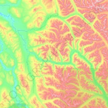 Mapa topográfico Big Salmon River, altitud, relieve