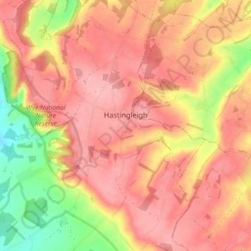 Mapa topográfico Hastingleigh, altitud, relieve