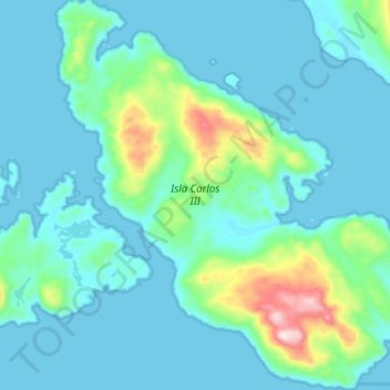Mapa topográfico Isla Carlos III, altitud, relieve