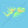 Mapa topográfico Islas Malvinas, altitud, relieve