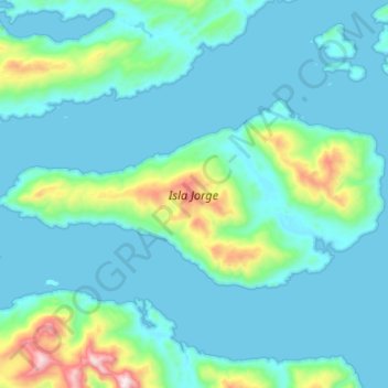 Mapa topográfico Isla Jorge, altitud, relieve
