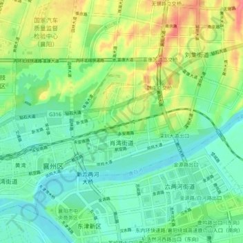 Mapa topográfico Xiaowan Subdistrict, altitud, relieve