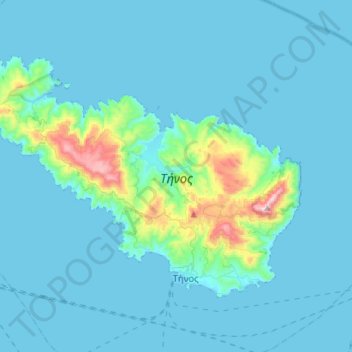 Mapa topográfico Τήνος, altitud, relieve