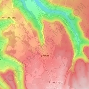 Mapa topográfico Fertans, altitud, relieve