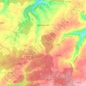 Mapa topográfico Adolzhausen, altitud, relieve