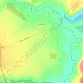 Mapa topográfico Мохово, altitud, relieve