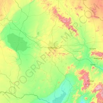 Mapa topográfico Dodoma, altitud, relieve