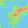 Mapa topográfico Préfecture d'Ehime, altitud, relieve