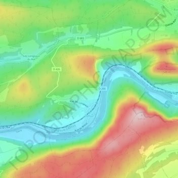 Mapa topográfico Deluz, altitud, relieve